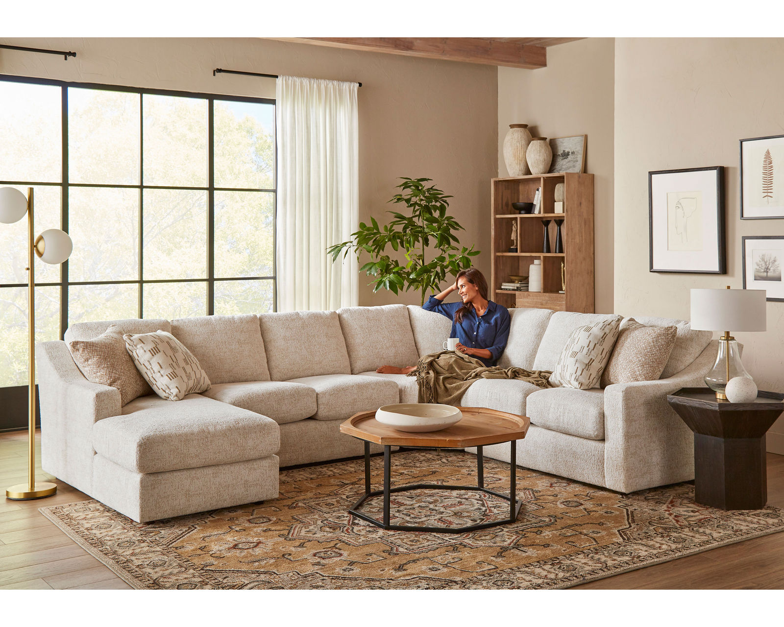 Caverra Stationary Sectional (+139 fabrics) - Layout J: Four Piece Sectional 66" x 130" x 99"