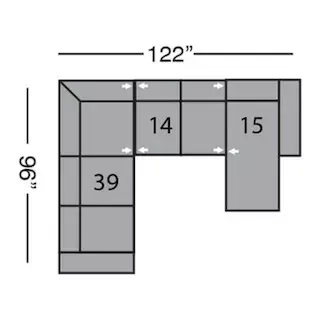 Layout D: Three Piece Sectional 96" x 122"