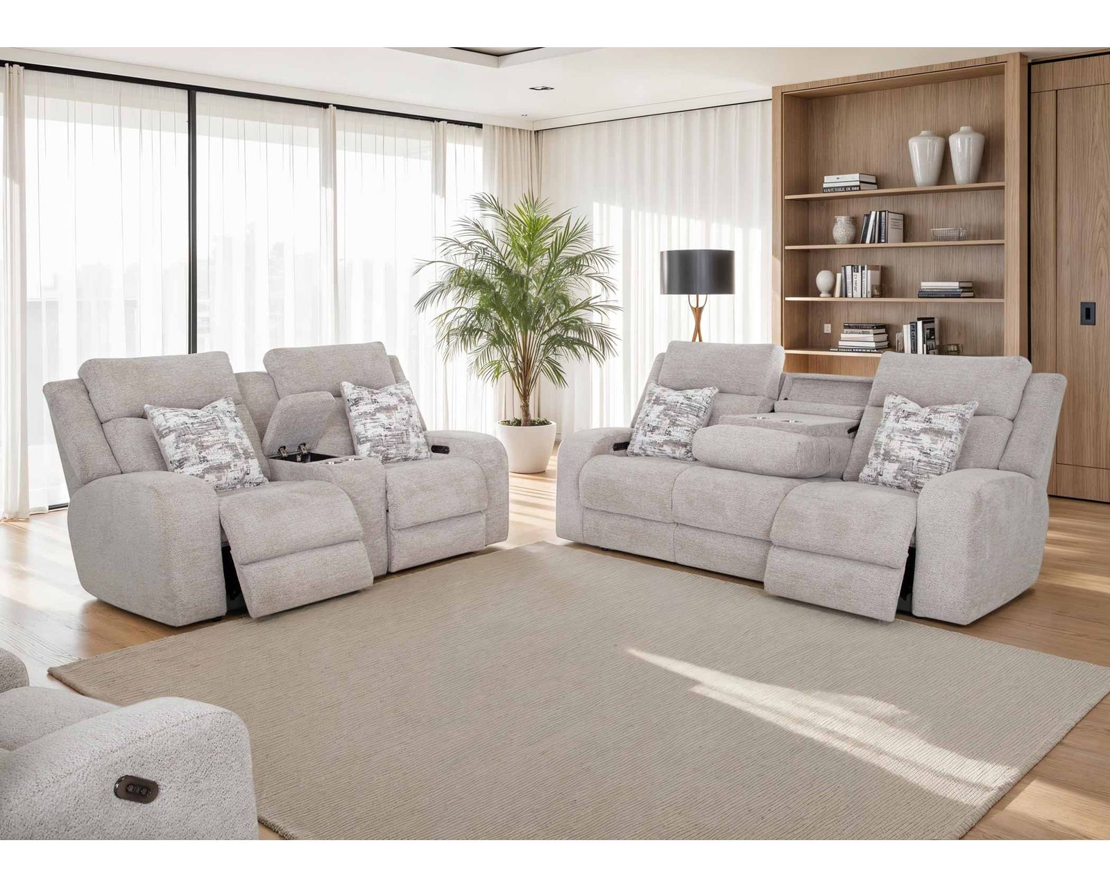 Logan 92" Reclining Sofa with Drop-Down Table & Cupholders (Modern Comfort. Smart Convenience. Available Neori™ Air Massage) - Engineered to Move. Designed to Relax.