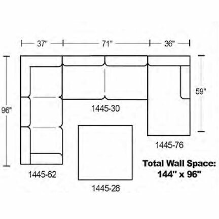 Layout D: Three Piece Sectional 96" x 144" x 59" (Ottoman Available)