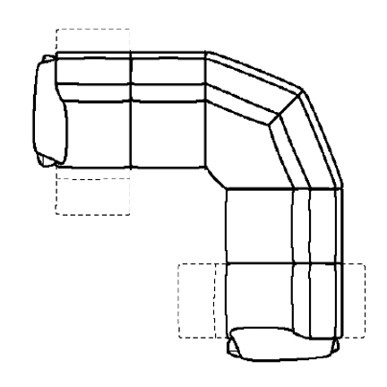 Layout E: Five Piece Reclining Sectional 117" x 117" (2 recliner)