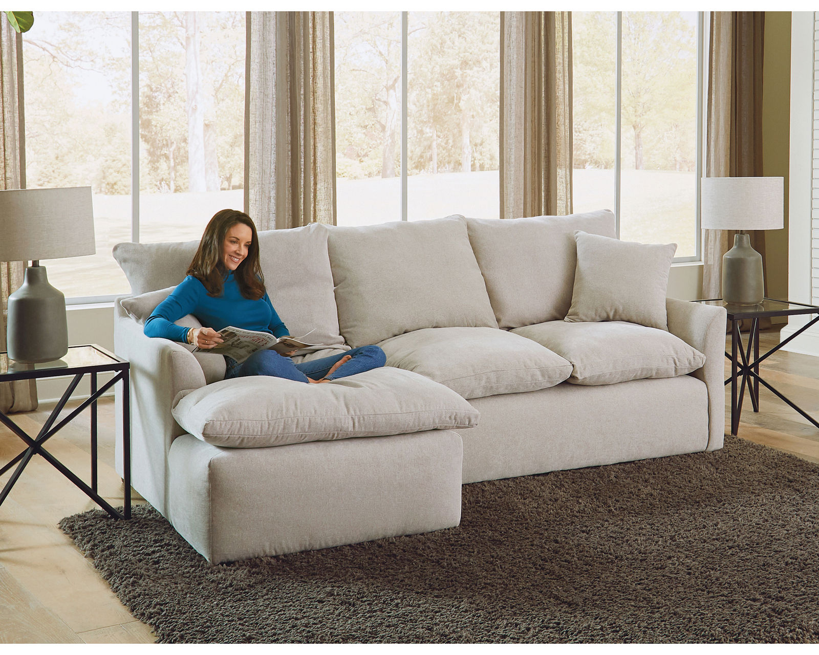 Harper 1345 Stationary Sectional (Relaxed living) - Layout A: Two Piece Sectional 59" x 96"