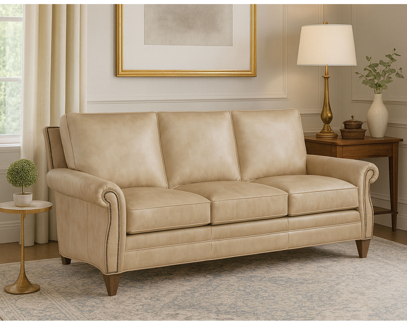 Bradington Young Reddish 579 Chair (12 leathers) 8-Way Hand Tie - Reddish Stationary Sofa 8-Way Hand Tie