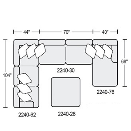 Layout D: Three Piece Sectional 104" x 154" x 68"