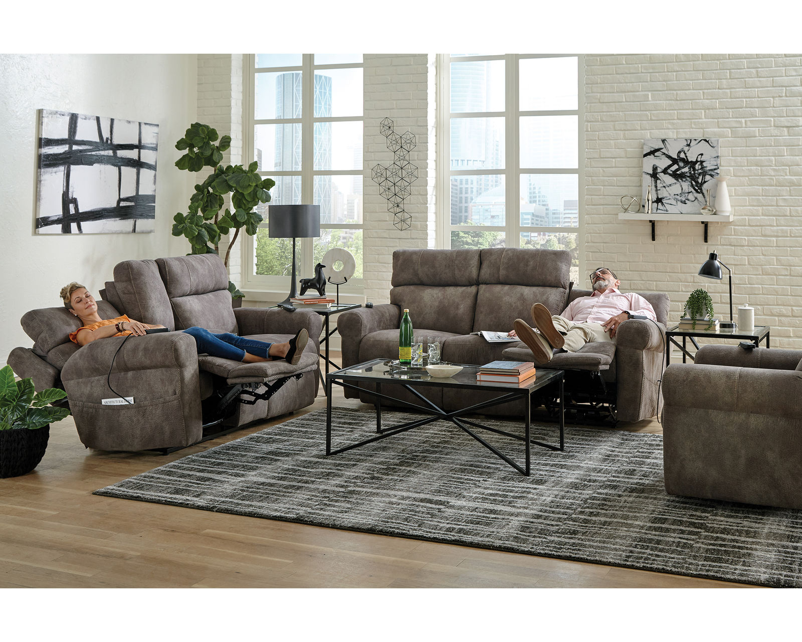 Tranquility 87" Power Reclining Lay Flat Sofa with Power Headrests, Deep Tissue Massage, Heat & Center Drop-Down Table (includes pillows) - The Perfect Seat After Every Long Day.