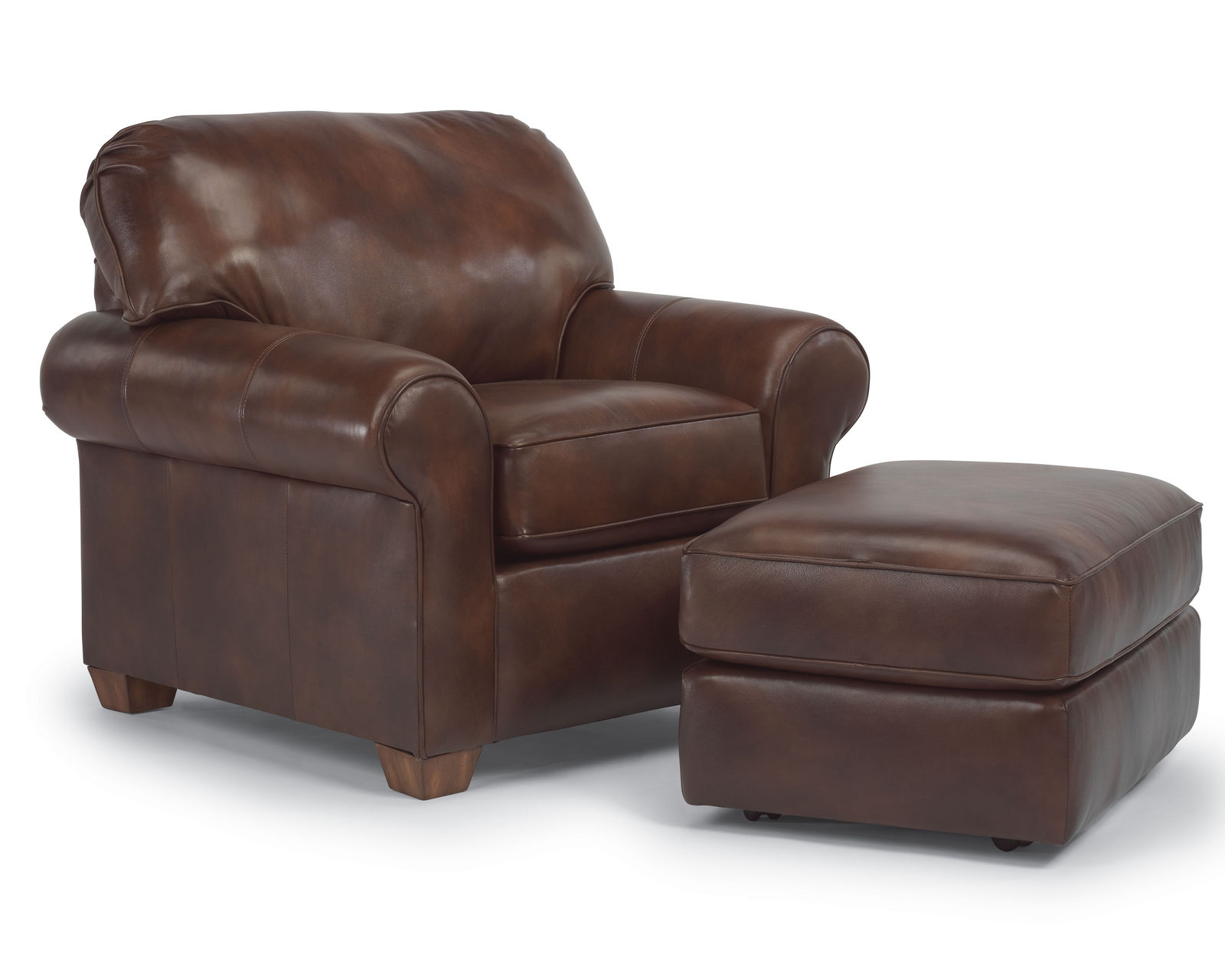 Thornton Leather 77" or 86" Stationary Sofa (Leather Choices) - 	Thornton Leather Chair and Ottoman