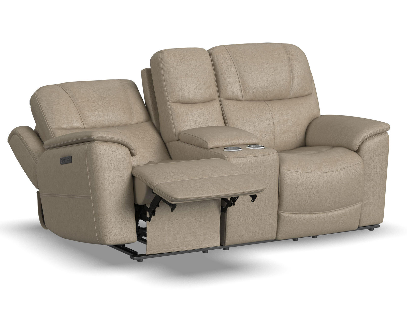 Crew Power Reclining Loveseat with Console, Power Headrests & Lumbar (Tan leather) in stock - Crew Power Reclining Loveseat with Console, Power Headrests & Lumbar