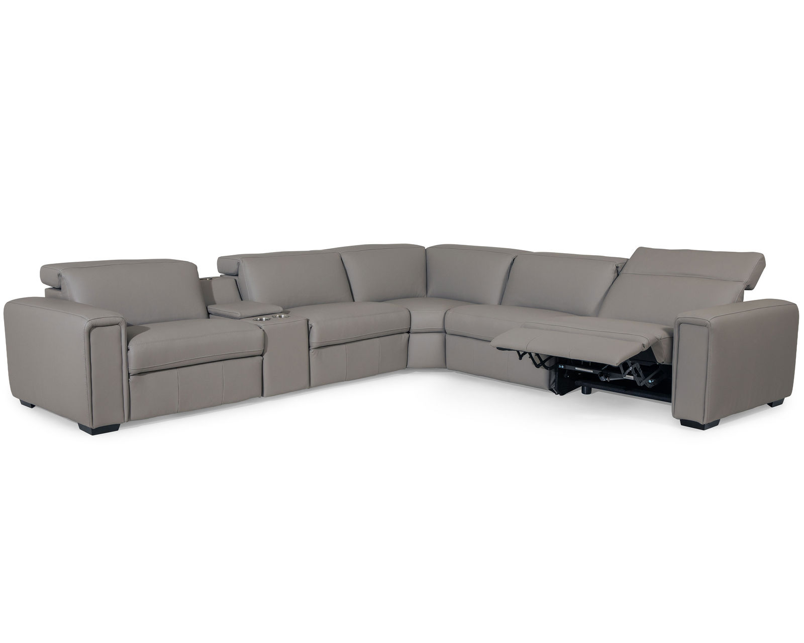 Titan 44004 Power Headrest Power Reclining Sectional (+100 leathers) - Layout K: Six Piece Sectional 137" x 124"