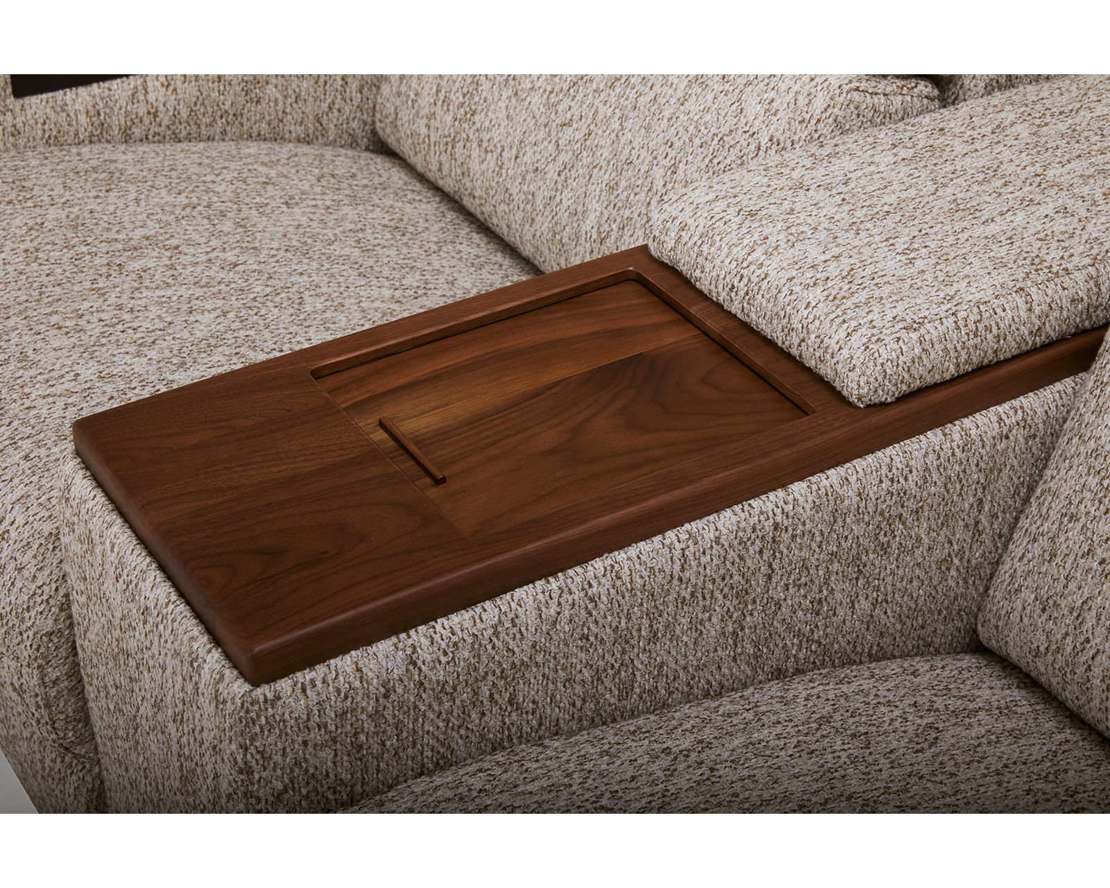 Luna 40110 Triple Power Reclining Sectional (+50 fabrics) - Luna Entertainment Console with Storage Available in Two Wood Finishes