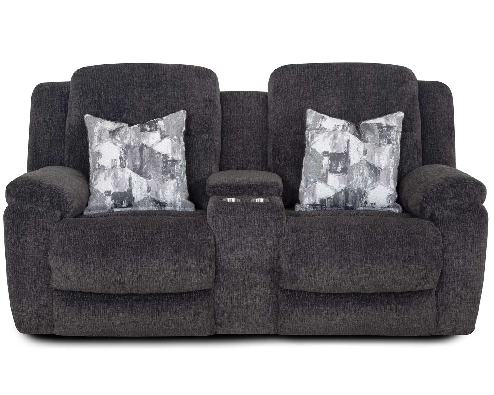 Heston 90" Reclining Sofa with Drop-Down Table & Cupholders (Plush Comfort. Smart Convenience. Designed Around the Way You Relax) - Shown in Durable Polyester Color Graphite