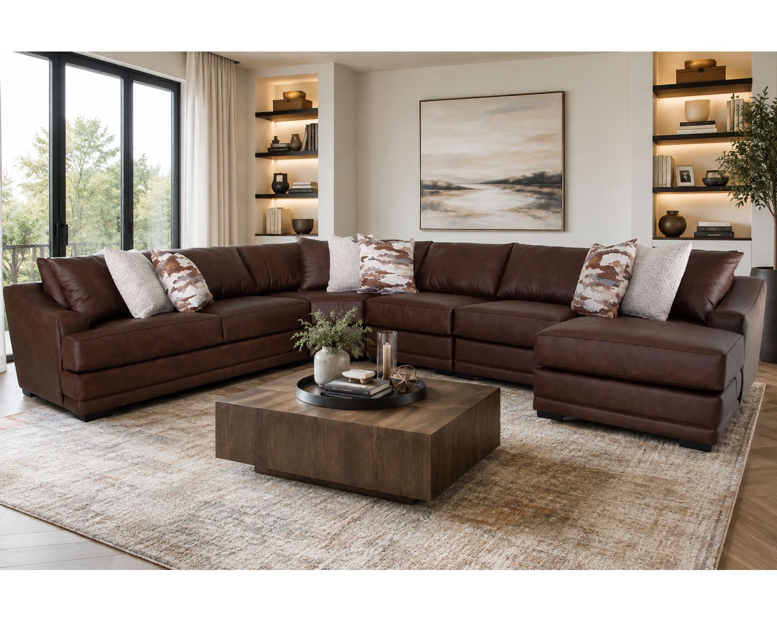 Highlands 893 Modular Sectional (Big Comfort. Flexible Design. The Rich Look of Leather) - The Designer Look—Without the Designer Budget.