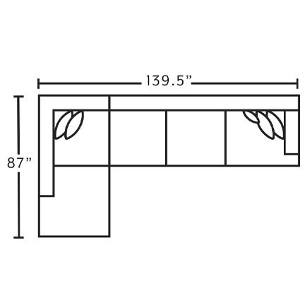 Layout D: Three Piece Sectional 87" x 139.5"