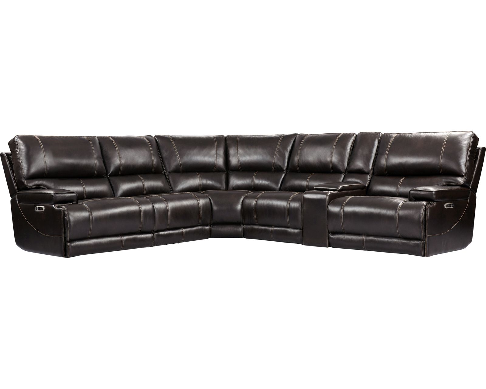 Whitman FreeMotion Cordless Power Reclining Sectional (Battery Operated) Coffee (In stock - Fast shipping) - Layout C:  Six Piece Reclining Sectional. 114.5" x 127.5" 