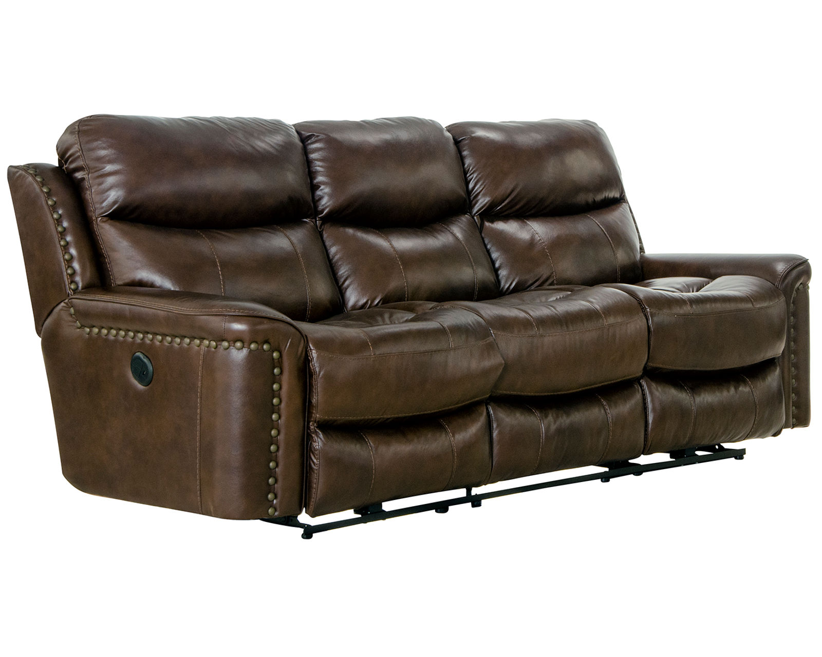 Ceretti 87" Italian Leather Brass Nail Head Power Reclining Sofa - From Movie Night to Every Night—Comfort Lives Here.