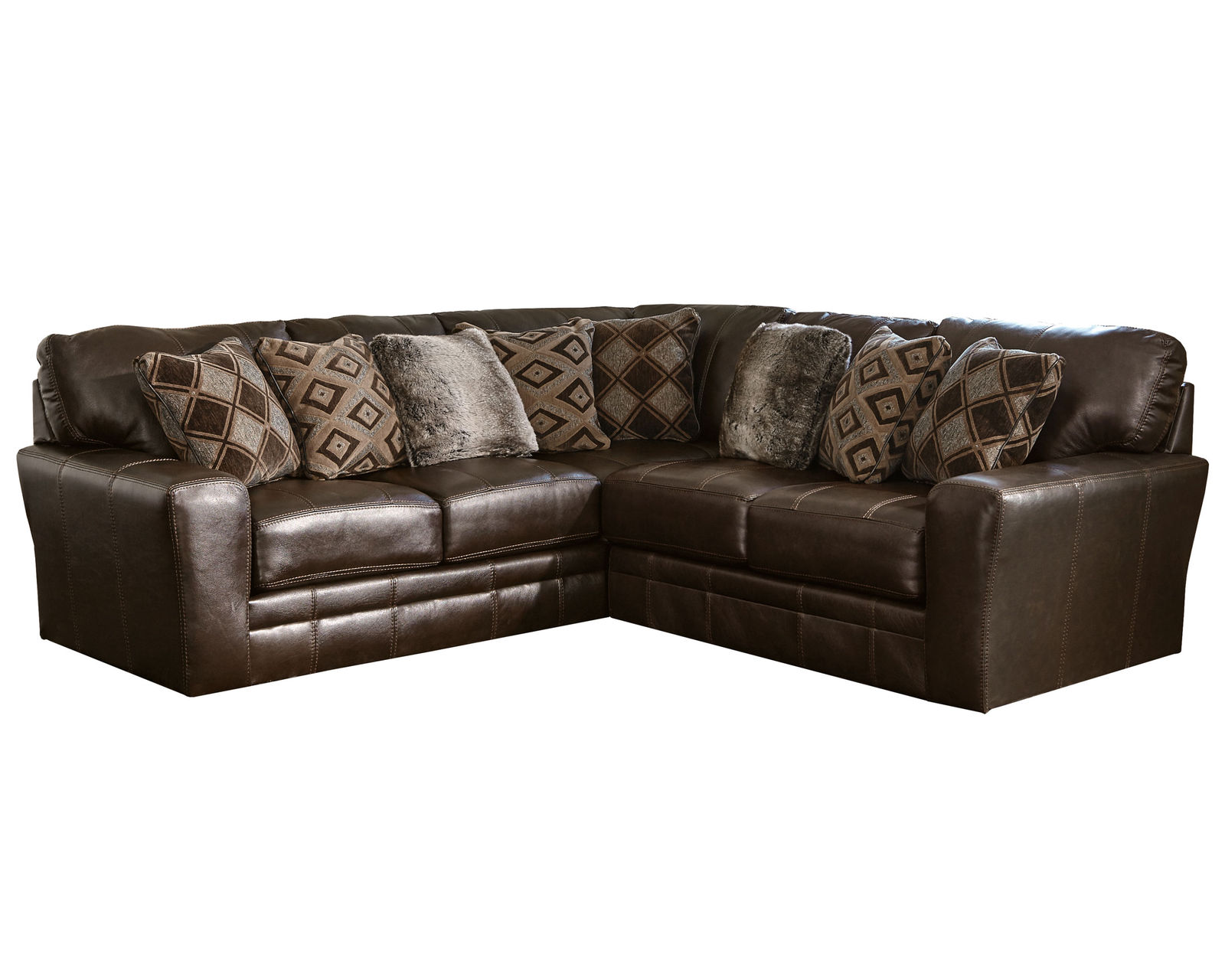 Denali Top Grain Leather Sectional (Includes Pillows) Choice of Colors - Layout D: Two Piece Sectional (Ottoman Not Included) 101" x 104"