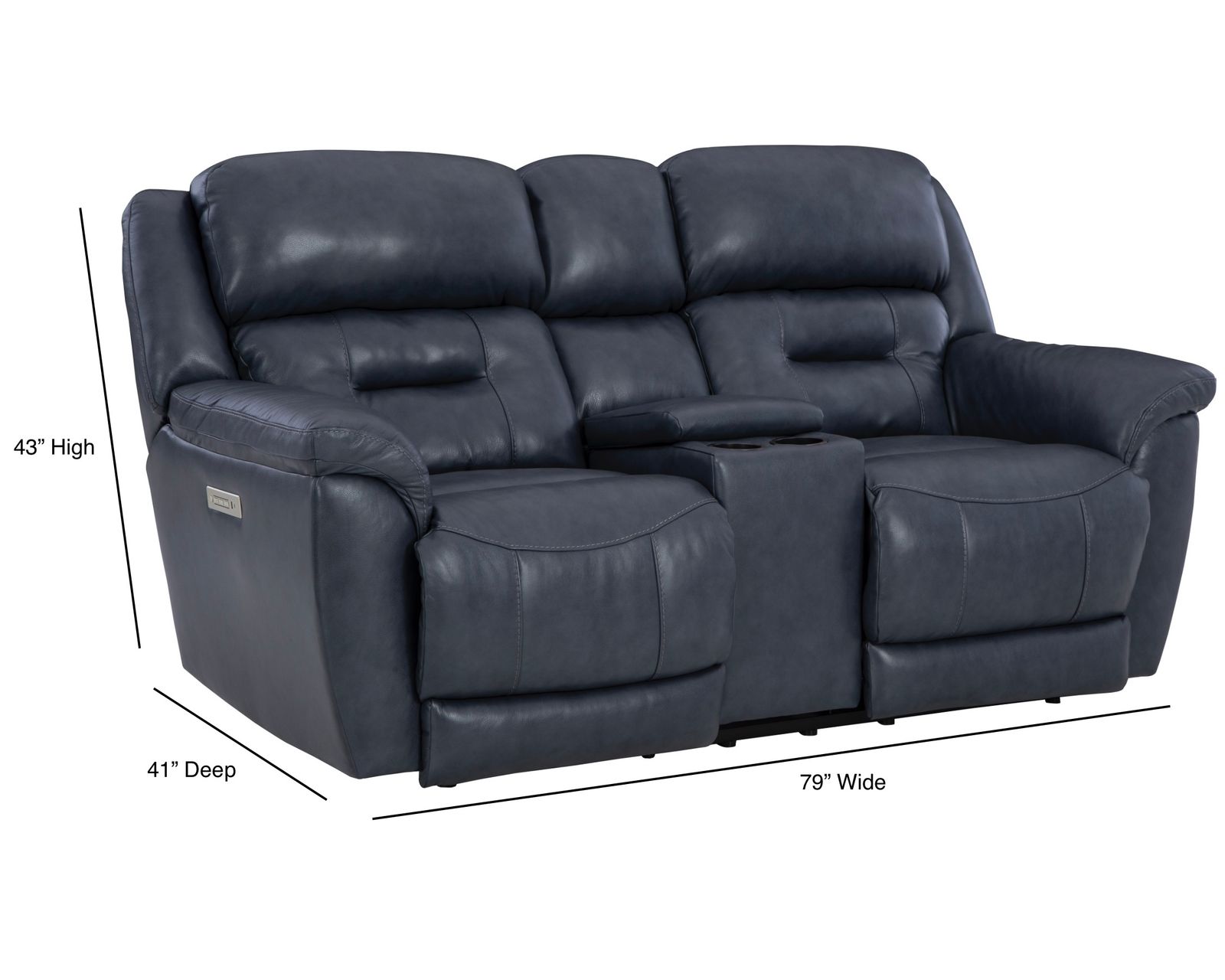 Contender 90" Zero Gravity Leather Triple Power Recliner Sofa Navy (In stock) - Contender Triple Power Reclining Loveseat