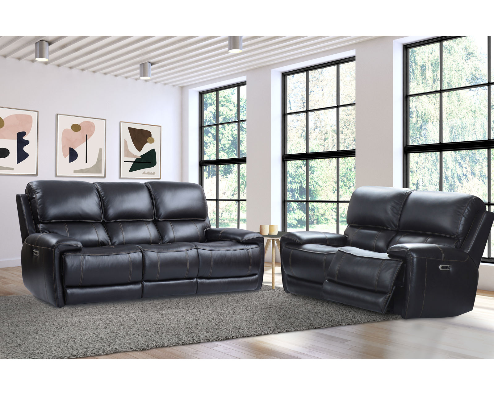 Empire Leather 87" Power Headrest Power Reclining Sofa Blackberry (In stock - Fast shipping)