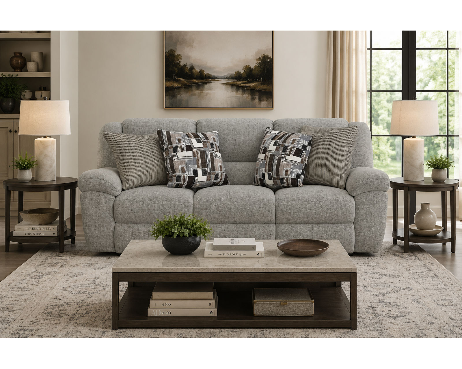 Trifecta 165 Triple Reclining Sofa with Drop Down Table (+2 colors) 90"