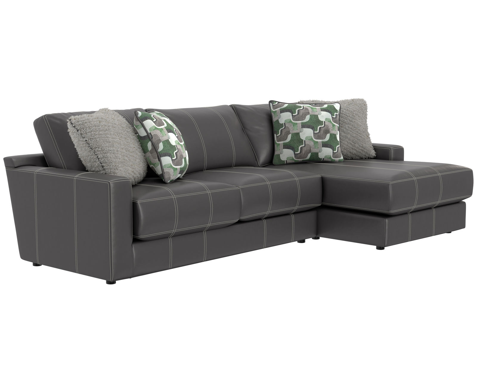 Minori Modular Leather Sectional (2 colors) includes pillows - Layout A: Two Piece Sectional 122" x 67"