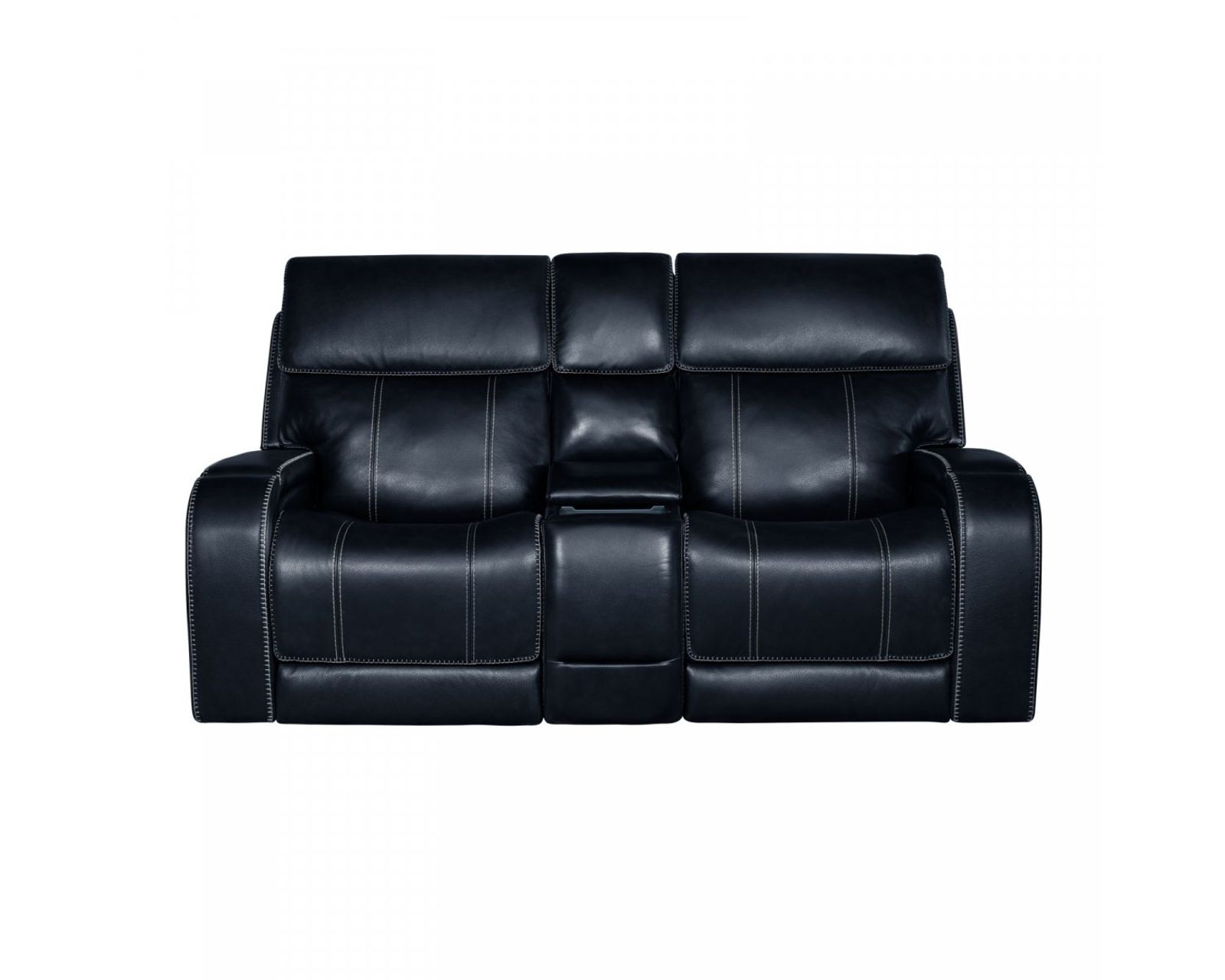 Glenwood 88" Leather Sofa w/Power Recline, Power Head Rests & Power Lumbar (Lay Flat) Ocean (In stock) - Glenwood Loveseat Console w/Power Recline, Power Head Rests & Power Lumbar (Lay Flat)