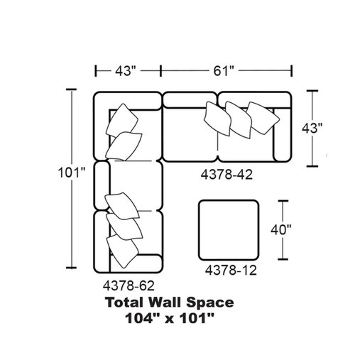 Layout D:  Two Piece Sectional (Ottoman Not Included) 101" x 104"