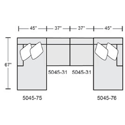 Layout C: Four Piece Sectional 67" x 164" x 67"