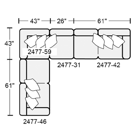 Layout E: Four Piece Sectional 104" x 130"