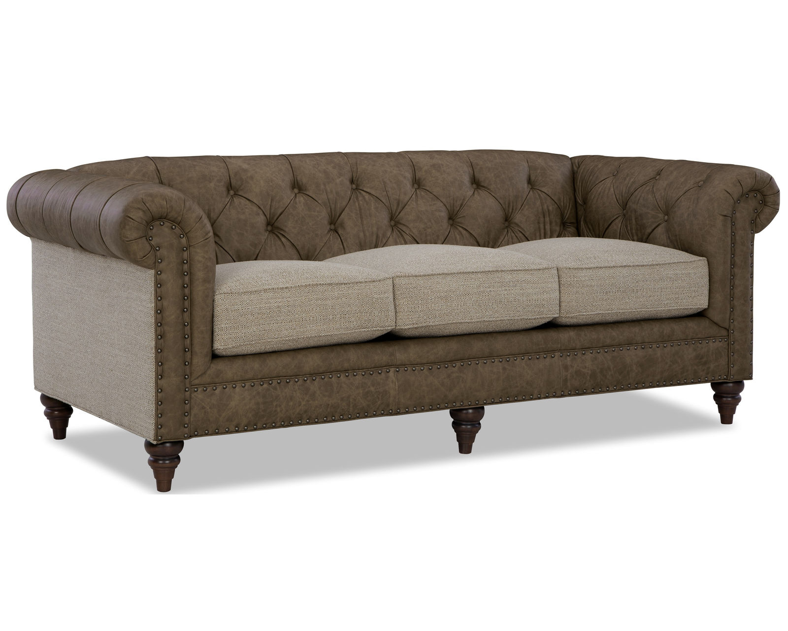 Chesterfield LF7431 Leather and Fabric Sofa (88" or 99") - Chesterfield LF7431 Leather and Fabric Sofa (88" or 99")