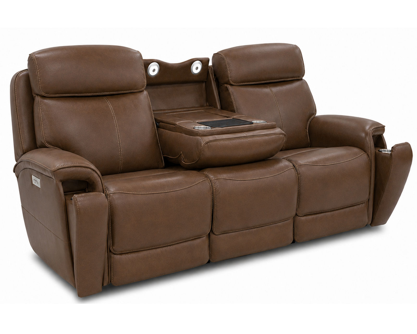 Walker 1580-70 Triple Power Leather 78" Reclining Console Loveseat (2 colors) - Walker 78" Power Reclining Console Loveseat w/ Power Headrest & Lumbar