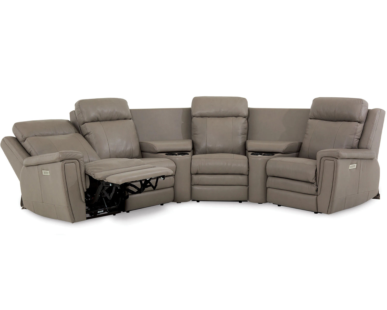 Asher 41065 Power Headrest Power Reclining Leather Sectional (+100 leathers) - Layout G: Six Piece Sectional (2 Recliners)