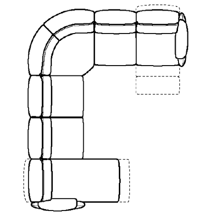 Layout I: Six Piece Reclining Sectional 151" x 121" (3 recliners)