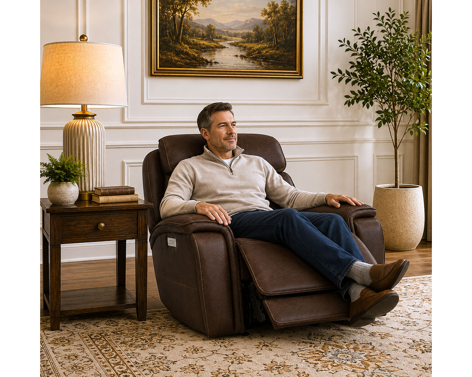 Walker 1580-70 Triple Power Leather 78" Reclining Console Loveseat (2 colors) - Flexsteel — Comfort Without Compromise.