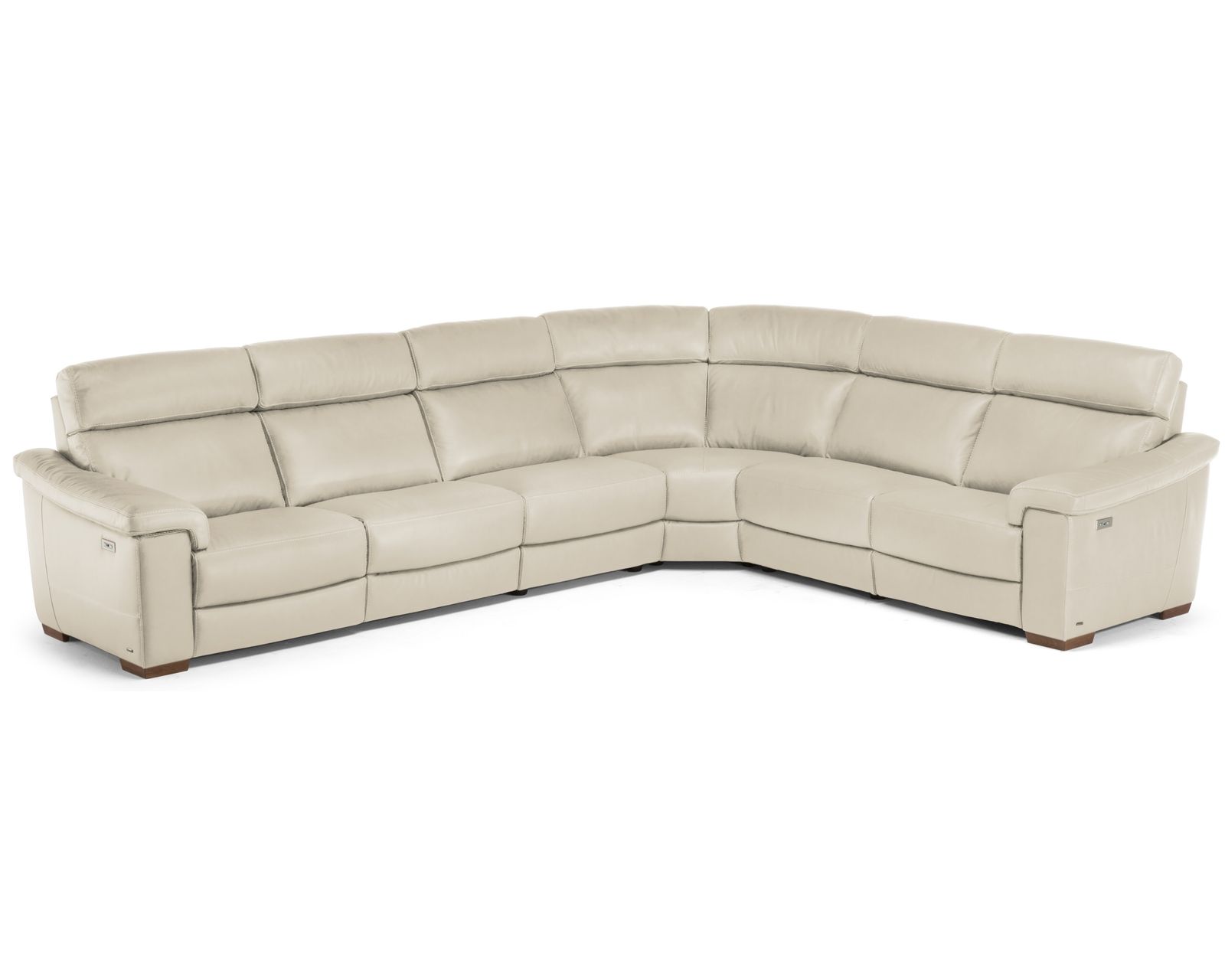 Giulivo C115 Power Headrest Power Reclining Sectional (+50 leathers) - Layout D: Six Piece Reclining Sectional (3 recliners) 147" x 117"