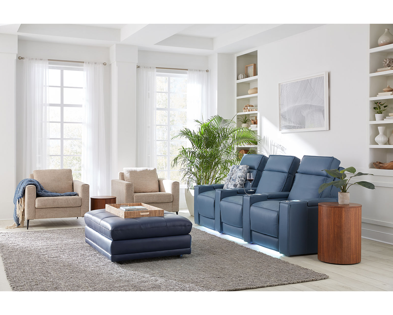 Ace 41472 Triple Power Home Theater Sectional (+200 colors) - Layout D: Three Piece Home Theater Sectional Straight 101" Wide 