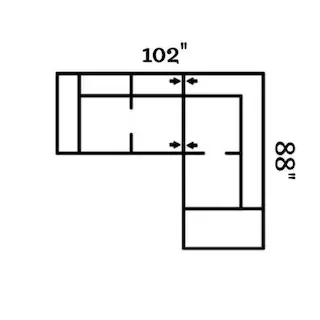 Layout C: Two Piece Sectional 102" x 88"
