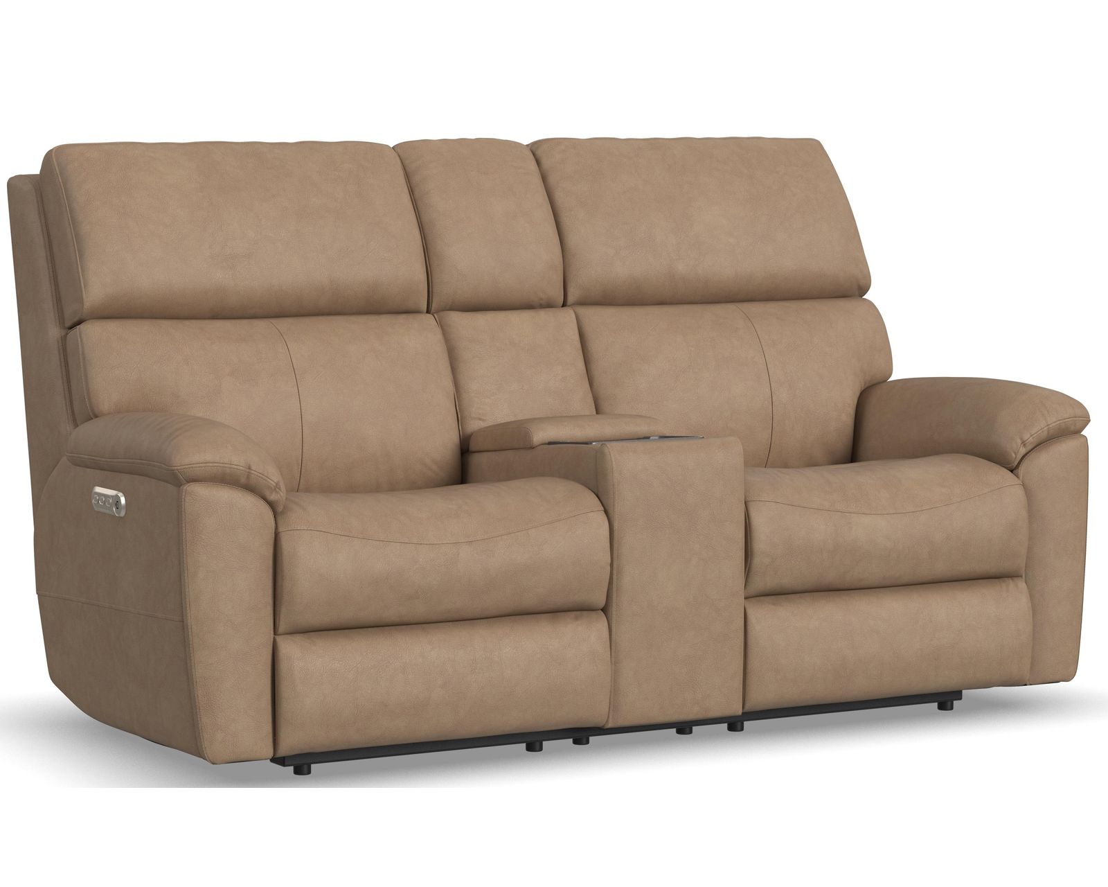 Porter Triple Power Reclining Sofa with Drop Down Table (+15 leathers) - Porter Triple Power Leather Console Reclining Loveseat