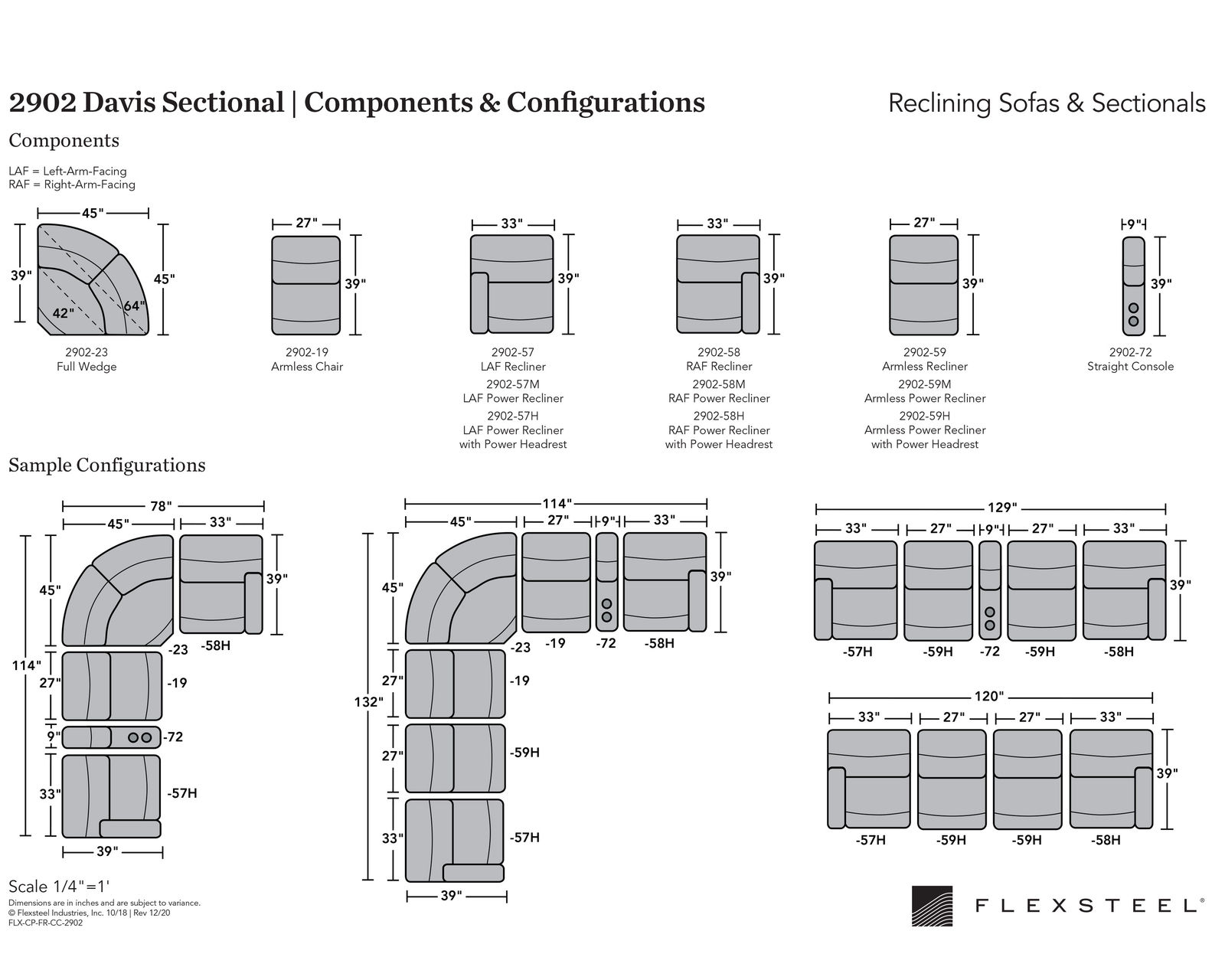 Davis Reclining Sectional (Colors Available) - Pieces available