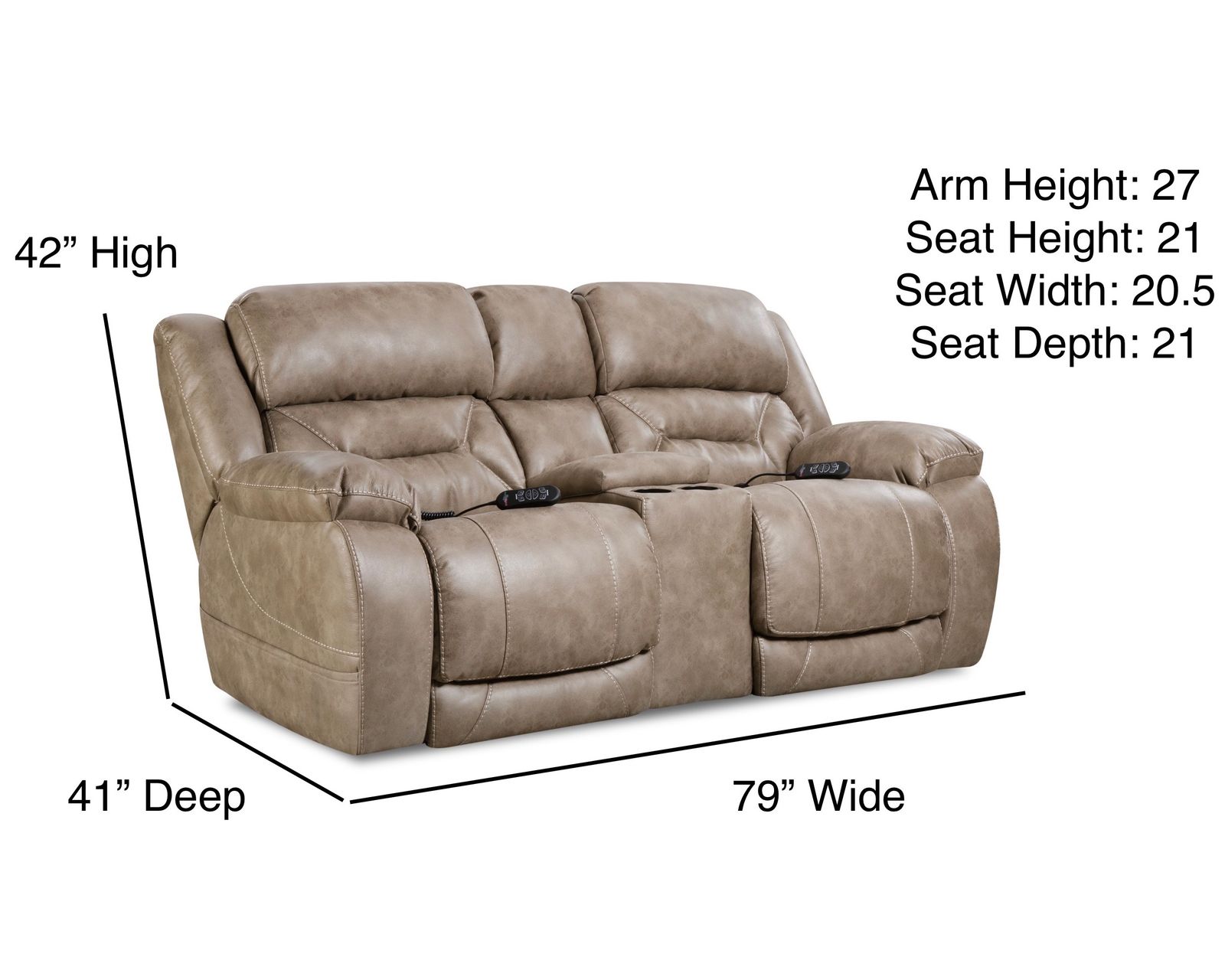 Greer 91" Triple Power Reclining Sofa Mushroom (In stock) - Greer 79" Power Reclining Console Loveseat