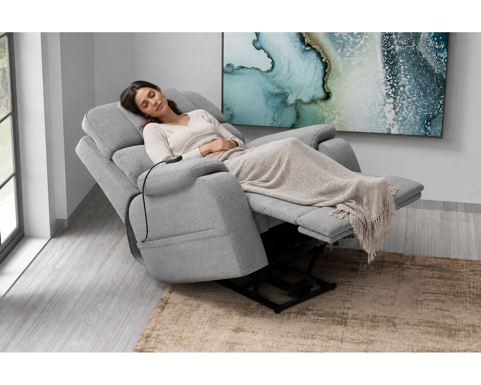 Dreamtime Power Headrest Lay Flat Recliner with CR3 Heat, Massage, Zero Gravity & Nanobionic Performance Fabric (three colors) - The Ultimate Power Recliner for Rest, Recovery & Relaxation.
