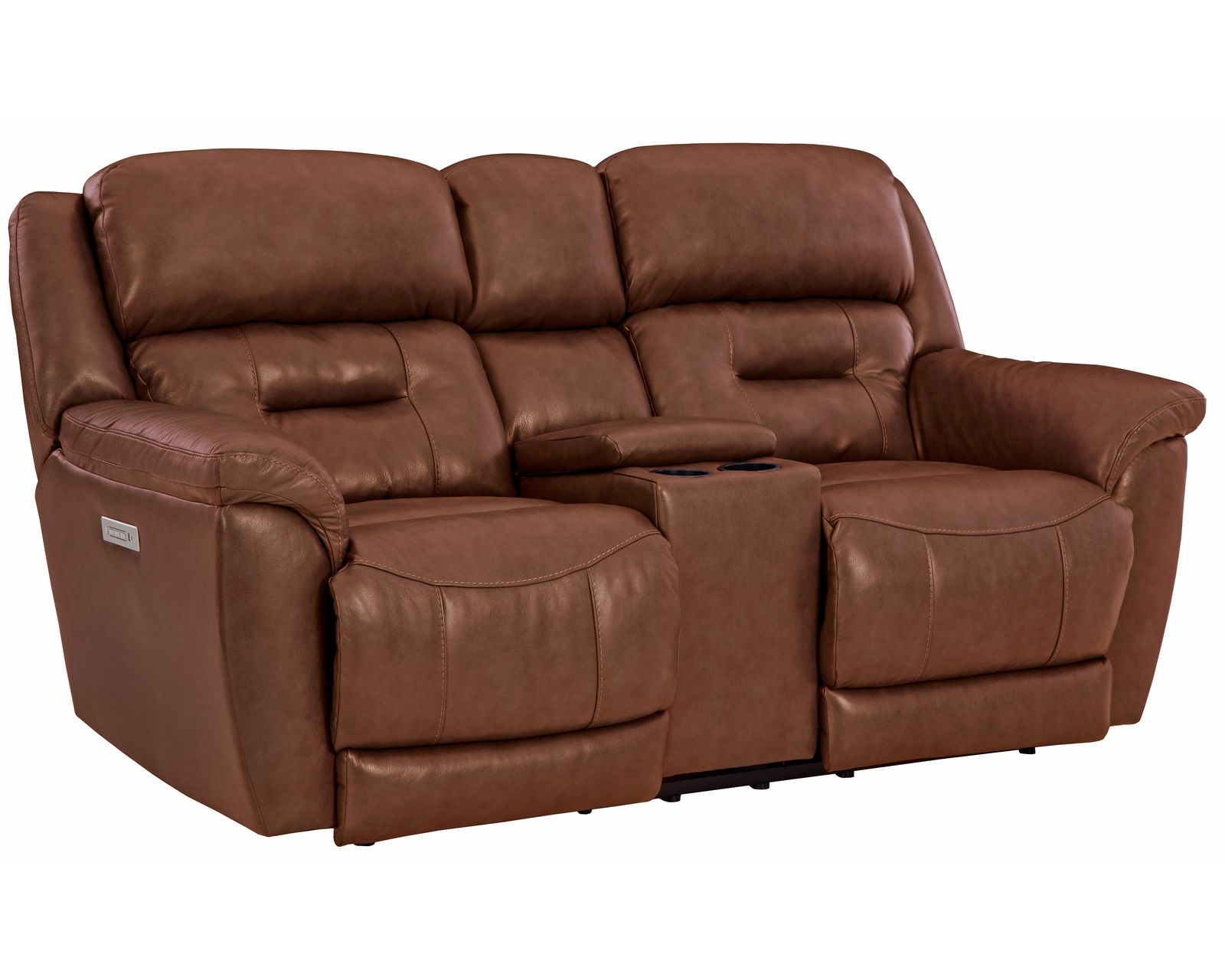 Contender 79" Leather Triple Power Console Reclining Loveseat (In stock)
