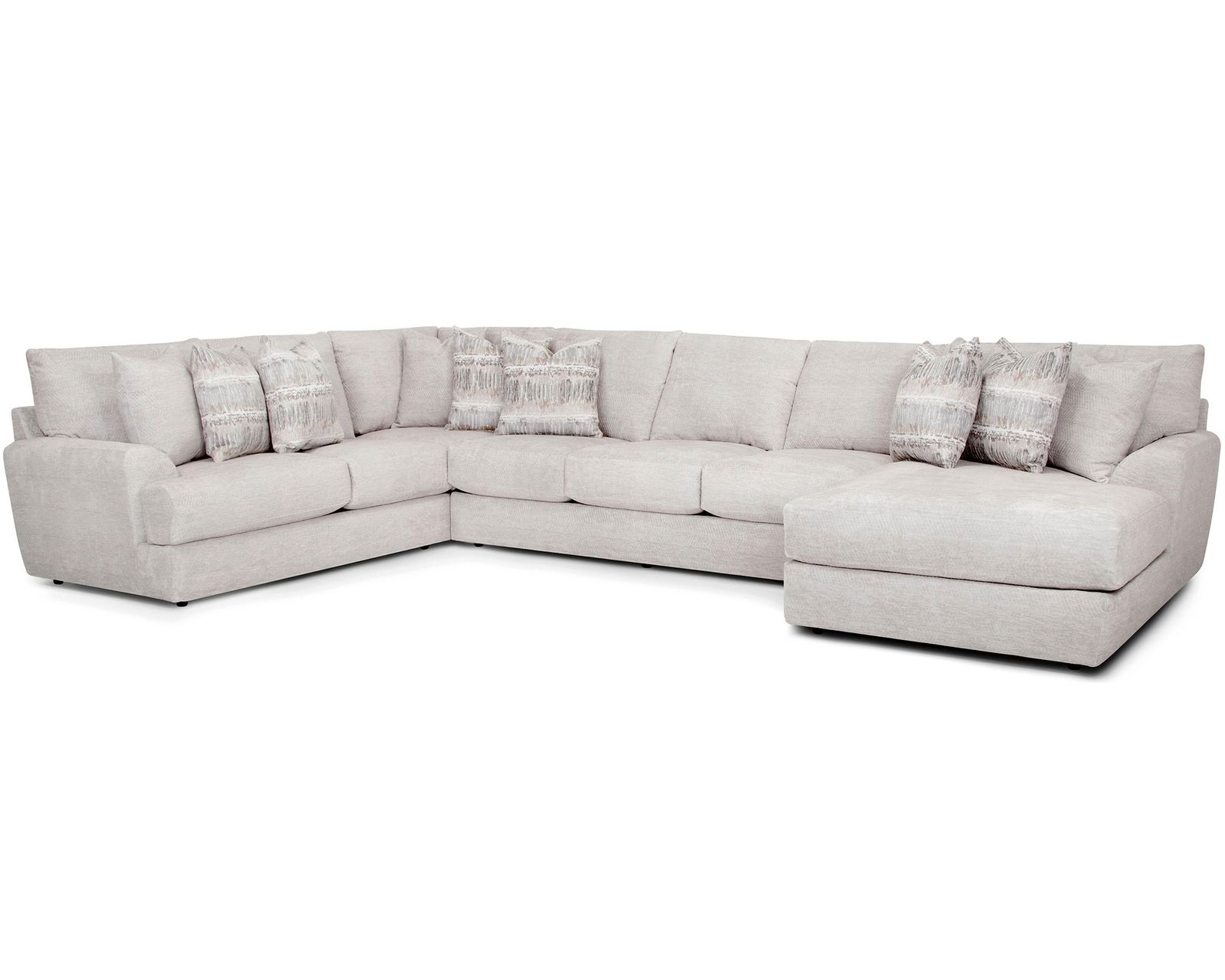 Nash 945 Three Piece Chaise Sectional (EXTRA-LARGE 168" CHAISE SECTIONAL — BIG ON SPACE. EVEN BIGGER ON COMFORT) - Shown in a Long Wearing Durable Polyester Fabric Sand