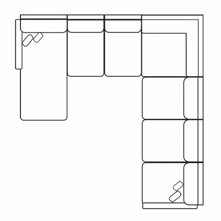 Layout I: Five Piece Sectional 61" x 124" x 139"  (Two USB chargers)