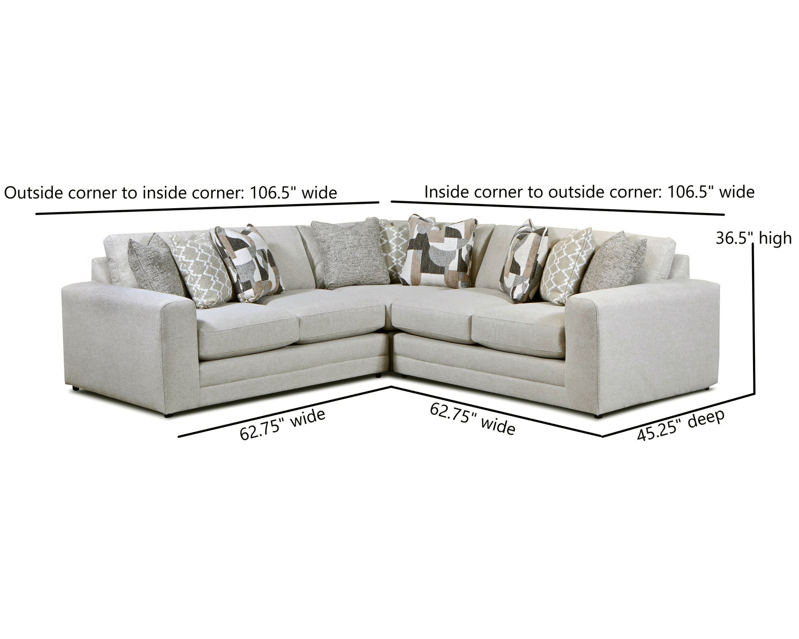Gold Rush Antique Three Piece Sectional (includes pillows) 106" x 106" - Gold Rush Antique Three Sectional - 106" x 106"