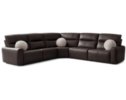Tramonti Five Piece Power Headrest Power Lay Flat Italian Leather Reclining Sectional - Italian Leather Luxury, Power Headrest Comfort