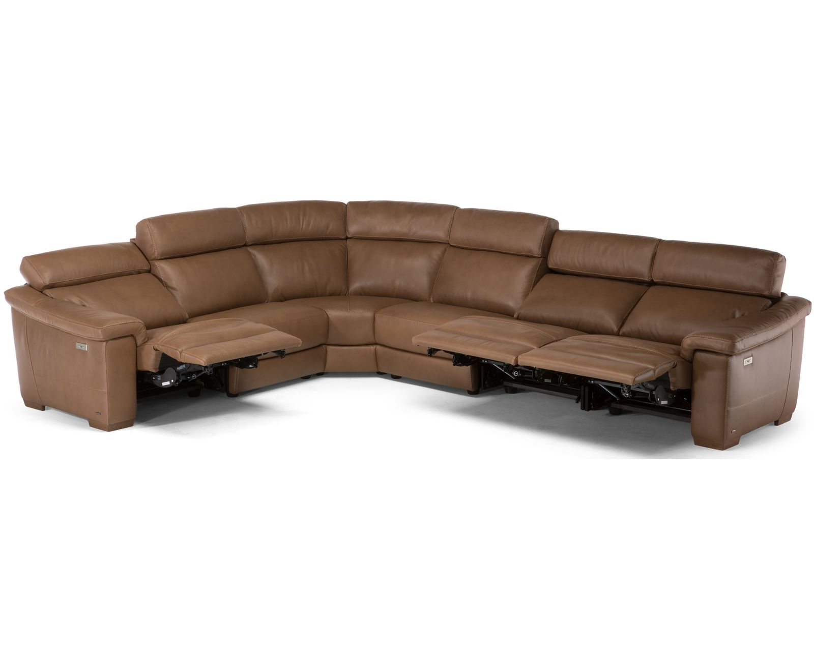 Giulivo C115 Power Headrest Power Reclining Sectional (+50 leathers) - Layout C: Six Piece Reclining Sectional (3 recliners) 117" x 147"