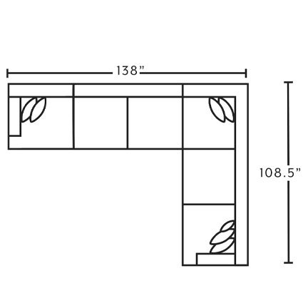 Layout J: Four Piece Sectional 138" x 108.5"