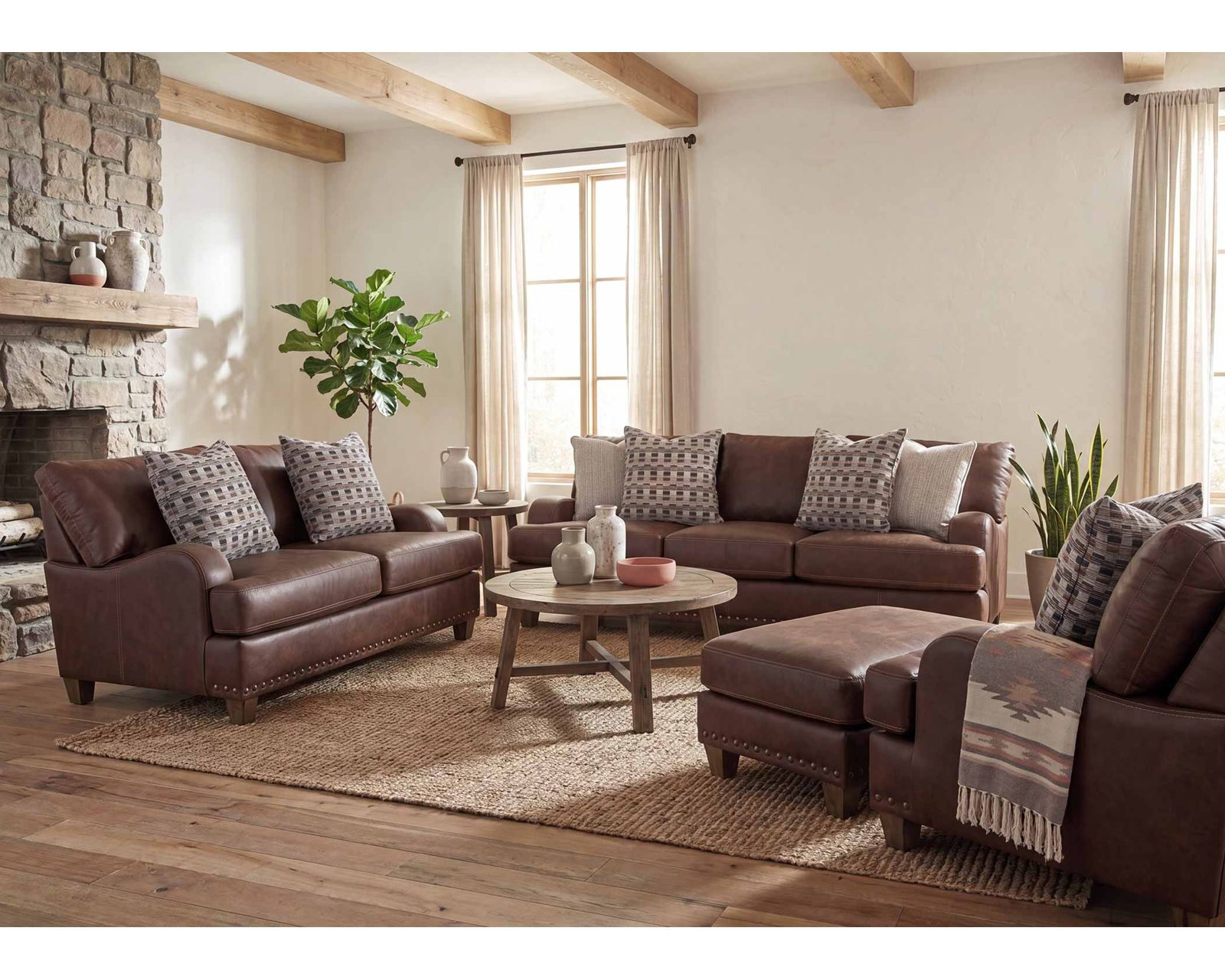 Dayton 93" Leather-Look Fabric Sofa (Rugged Character. Sink-In Comfort. Timeless Style) - Professionally Designed. Beautifully Coordinated. Affordably Yours.