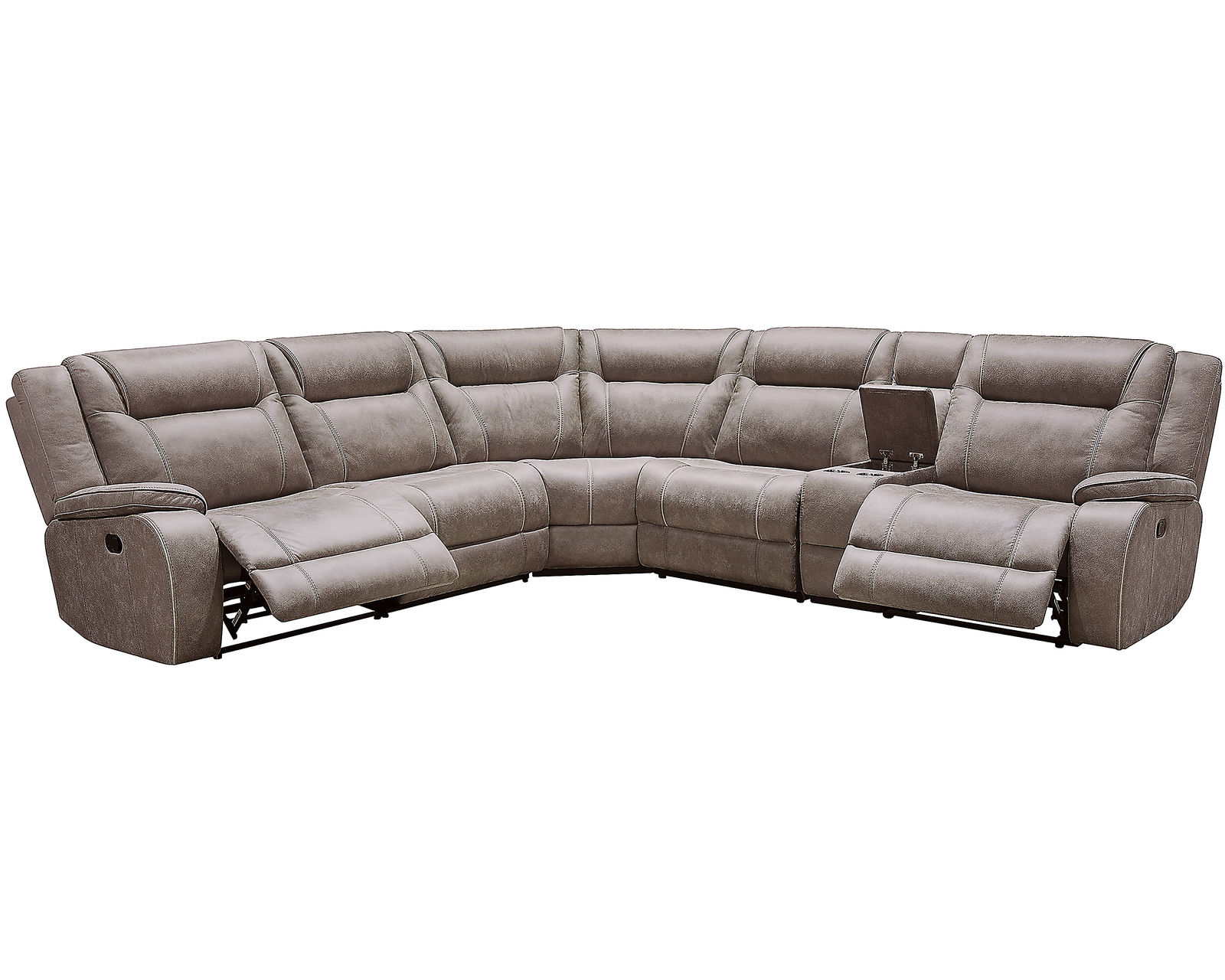 Blake Reclining Sectional (Performance fabric) In stock - Fast shipping - Layout A: Six Piece Reclining Sectional 113" x 126" (3 Recliners) 