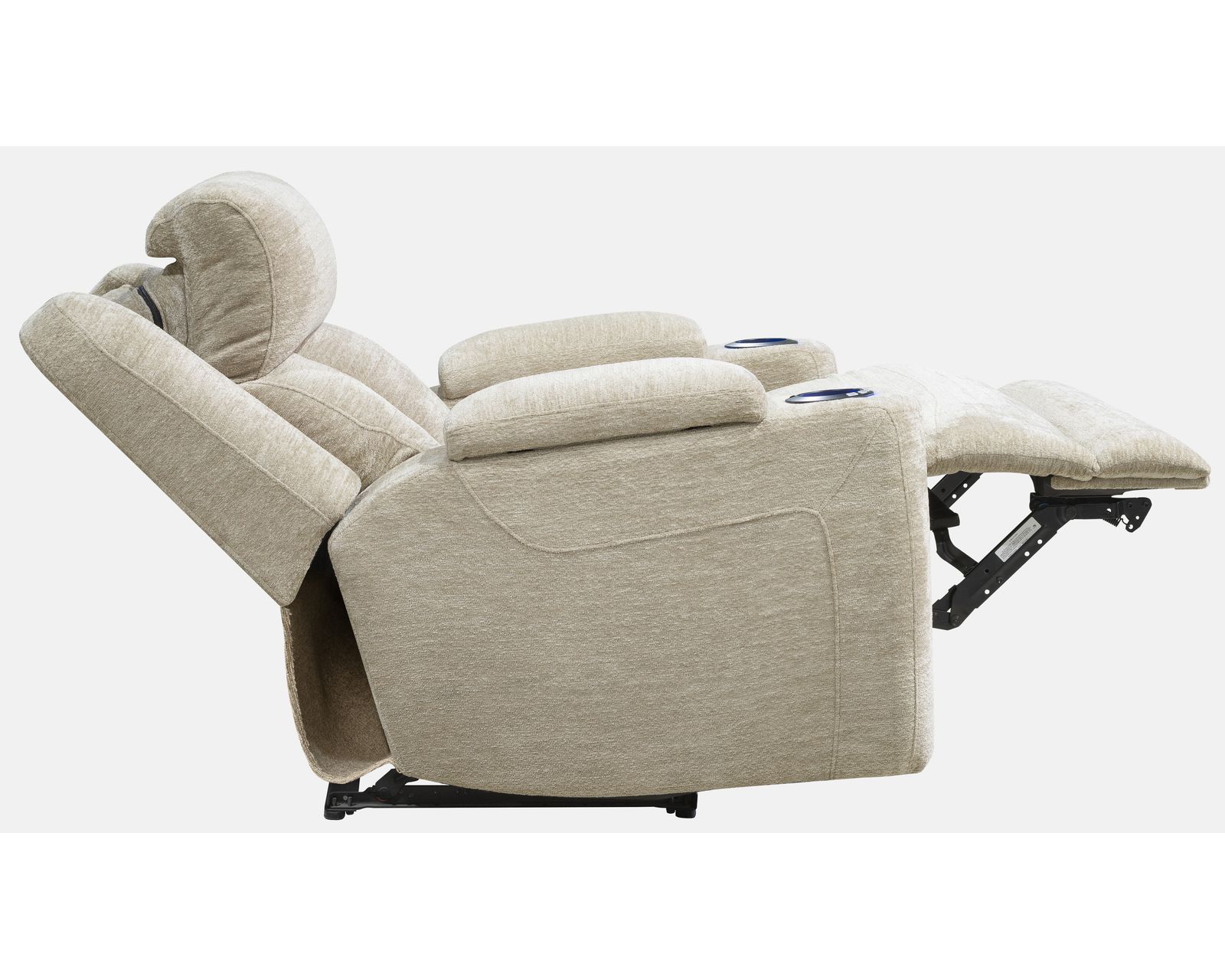 Dalton 89" Power Headrest Power Reclining Sofa with Reading Light and Drop Down Console Fawn (In stock - Fast shipping) - Dalton Power Headrest Power Recliner