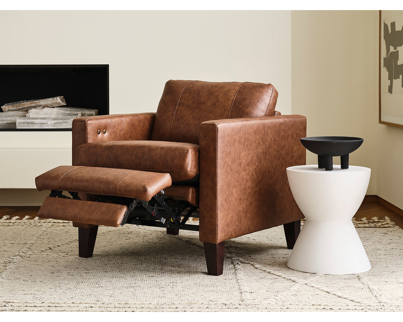 Traftly 82" Mid-Century Power Incliner Leather Sofa (+40 leathers) - Traftly Leather Incliner Chair